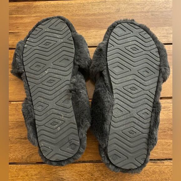 Toms Susie Womens Dark Natural Forged Iron Fur Slippers Open Toe Size 8 - Picture 3 of 4